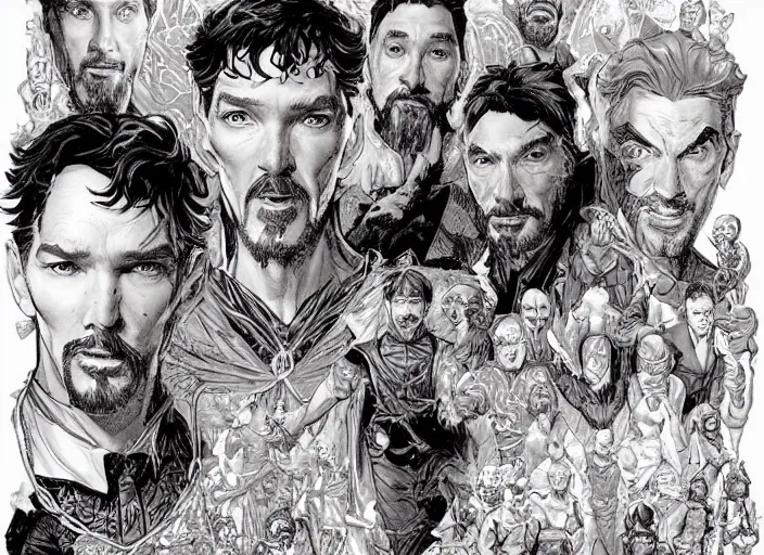 Image similar to a highly detailed comic portrait of stephen strange, james gurney, james jean