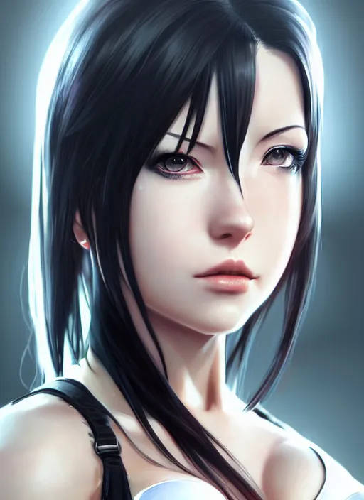 Prompt: portrait of tifa lockhart, final fantasy, art by artgerm, wlop, loish, ilya kuvshinov, 8 k hyperrealistic, hyperdetailed, beautiful lighting, detailed background, depth of field, symmetrical face, frostbite 3 engine, cryengine,