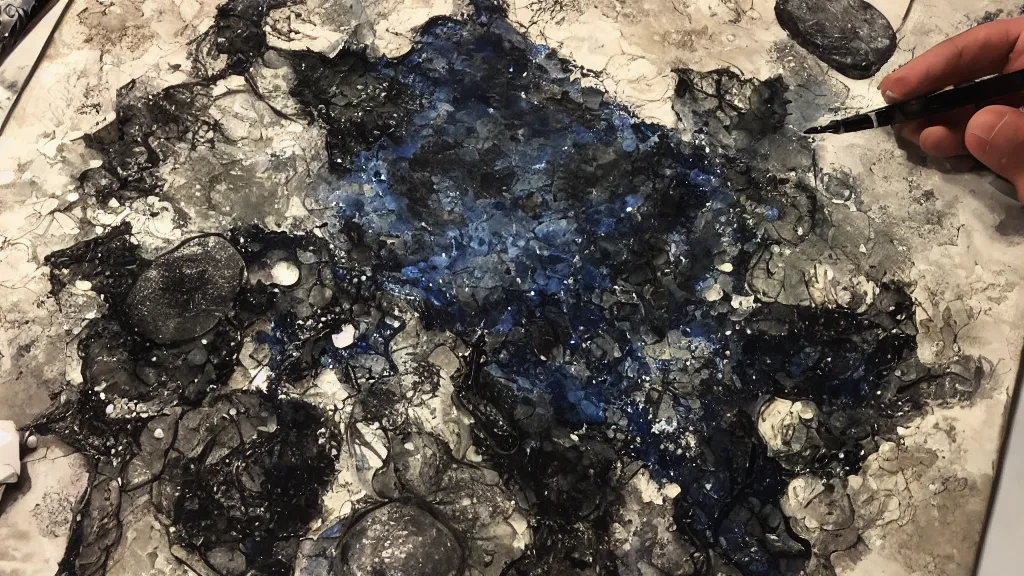 Image similar to mixed media painstaking the very crispest, neatest obsidian