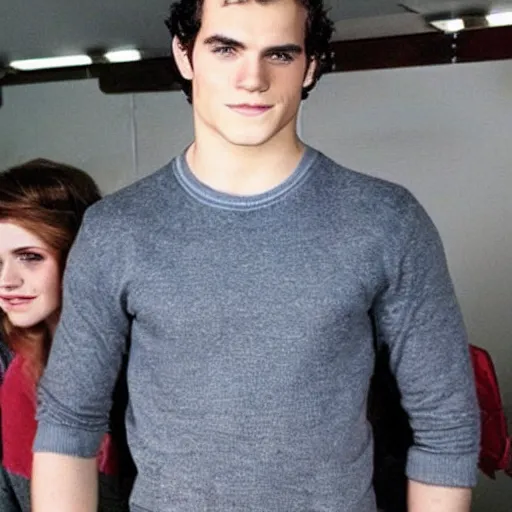 Prompt: the teenage son of henry cavill and emma watson, hybrid mix, hyper detailed, realistic, photographic