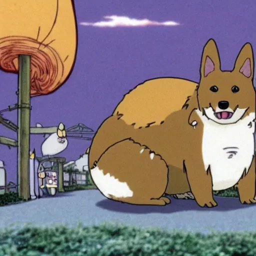 Prompt: a corgi totoro from an anime by studio ghibli, hayao miyazaki
