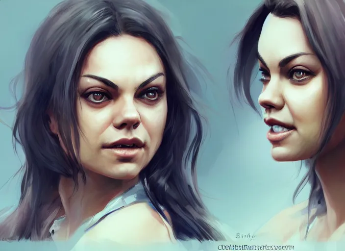 Prompt: Mila Kunis smiling concept art by charlie bowater, highly detailed, ultra detailed, ultra realistic, trending on artstation
