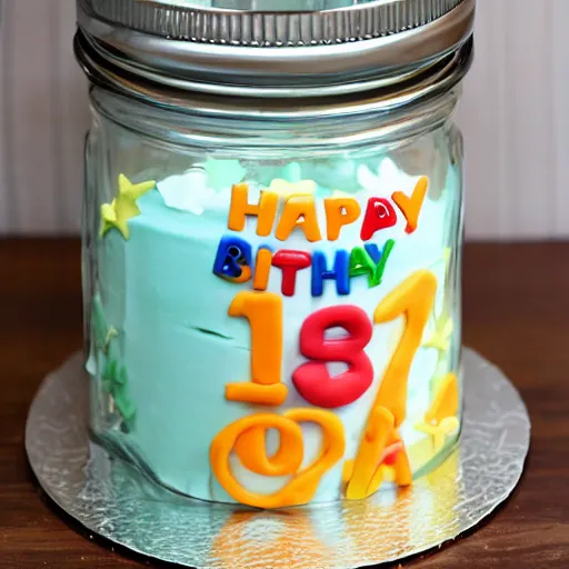 Image similar to a jar with a birthday cake in it.