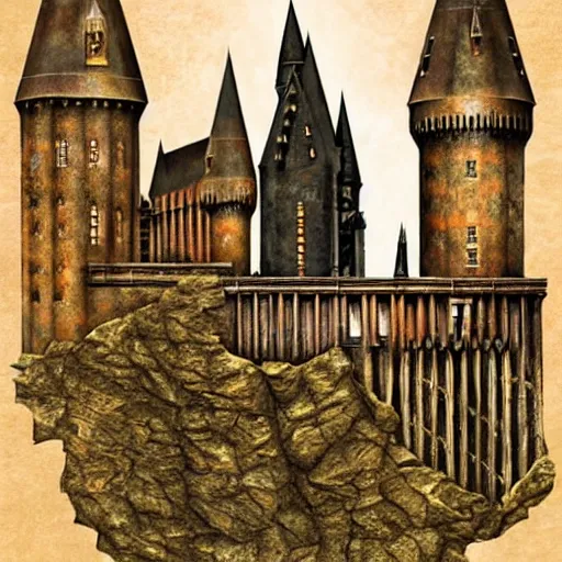 Prompt: hogwarts in style of silent hill