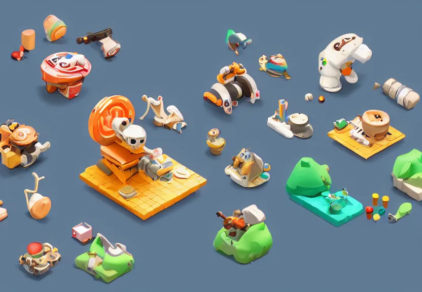 Prompt: isometric chubby cute cannon, clean, cartoon, octane render, unreal engine, artstation