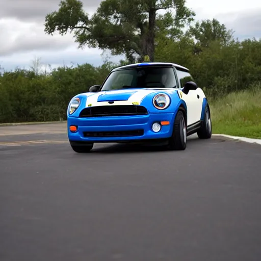 Prompt: mini cooper mixed with a camaro