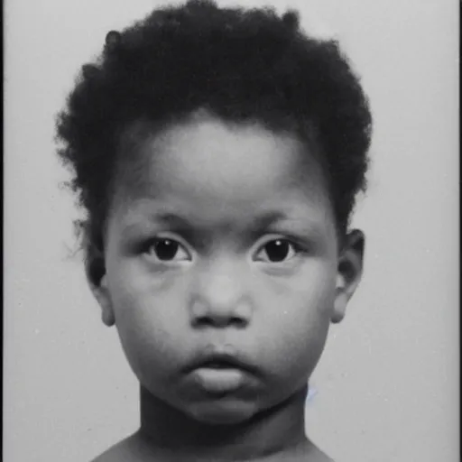 Image similar to A police mugshot of a baby, black and white