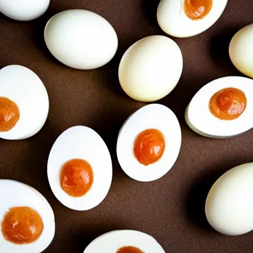 Image similar to hard-boiled eggs that are crying because they are being eaten