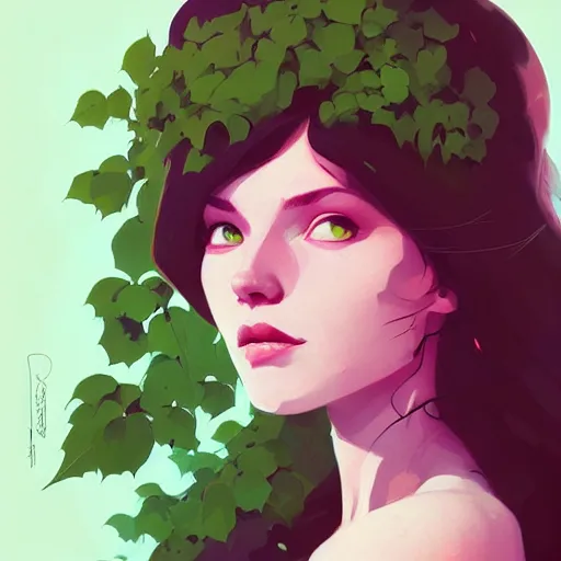 Image similar to highly detailed portrait of poison ivy, surburb woman, photographic realistic background, by atey ghailan, by greg rutkowski, by greg tocchini, by james gilleard, by joe fenton, by kaethe butcher, trending on instagram, award winning details