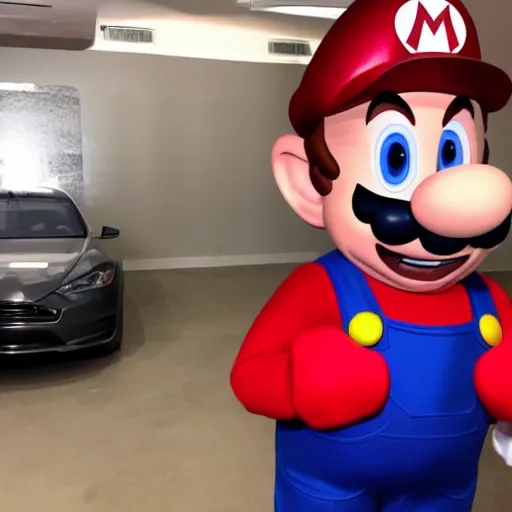 Prompt: Elon Musk dressed as Mario at a bussines meeting with Twitter board