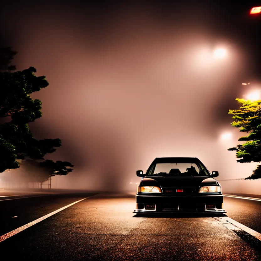 Prompt: one car JZX90 twin turbo drift middle of empty street, misty kanagawa prefecture, night, cinematic color, photorealistic, highly detailed,