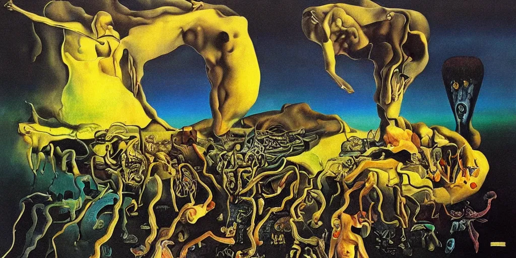 Image similar to the world between death and life, surrealistic detailed painting, by damien gilley and salvador dali