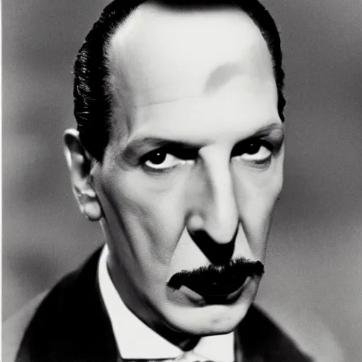 Prompt: dslr photo portrait still of vincent price, 8 k, by diane arbus, man ray,