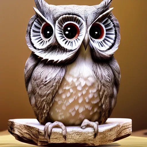 Prompt: realistic full body marble carving of chibi cute owl, highly detailed, intricate details, 3D-Coat design, Toon Boom render