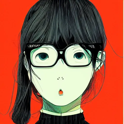 Image similar to a portrait of a girl by inio asano, hiroyuki takahashi color scheme