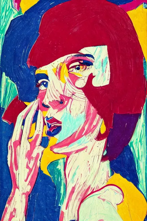 Prompt: 🤤 girls portrait, abstract, rich in details, broken composition, coarse texture, concept art, visible strokes, colorful, art by Kirchner, Gaughan, Caulfield, Aoshima, Earle