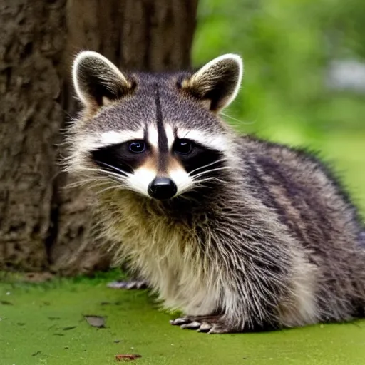 Prompt: a photo of a raccoon hugging a cat