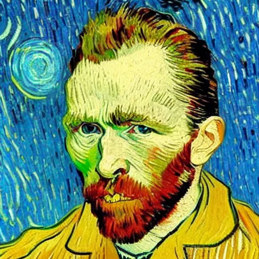 Image similar to HD painting of vincent van gogh self portrait, but instead of Van Gogh it is Xavi Hernandez