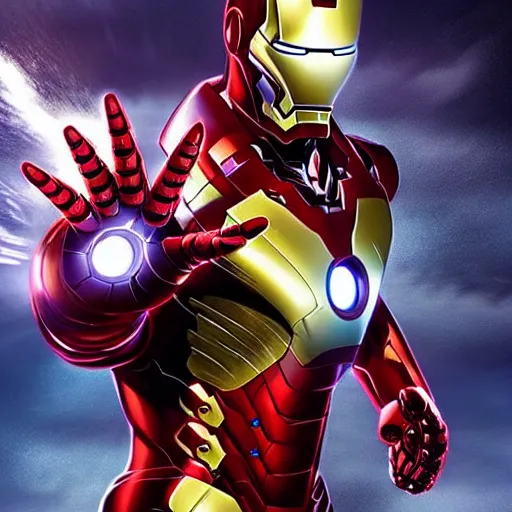 Image similar to marvel comic art, iron man, epic, explosions, fighter jets, popping out of the screen, 3 d illusion