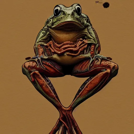 Image similar to a sleepy frog, horror, intricate details, cinematic, epic, realistic, anatomy, tomer hanuka, uplight, artstation, photorealistic, scary