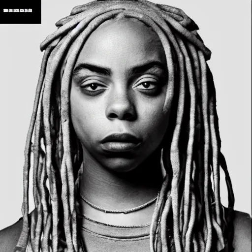 Prompt: african american billie eilish on a rapper's album cover