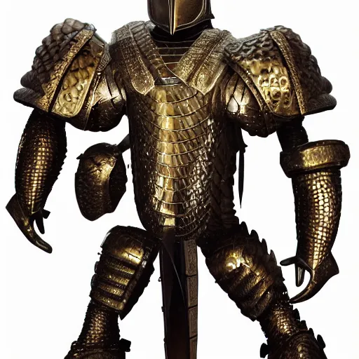 Image similar to a humanoid Pangolin armored knight with metallic armor that looks similar to a pangolin and biotechnology mesh