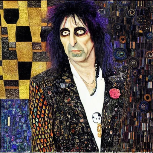 Prompt: Alice cooper by gustav Klimt