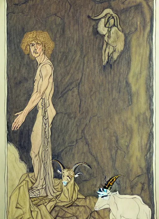 Image similar to prince and a goat, illustration by austin osman spare, high resolution