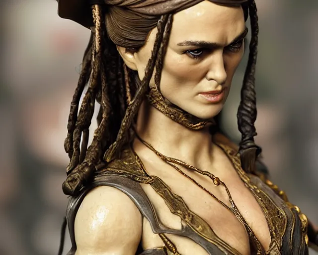 Prompt: close up of highly detailed pvc figure of keira knightley from pirates of the caribbean dslr photo