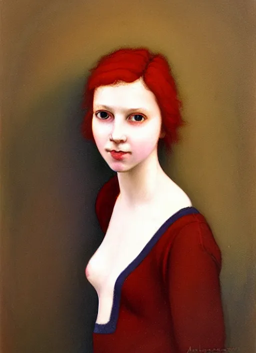 Image similar to a portrait of a pretty sewer punk young lady by agnes lawrence pelton