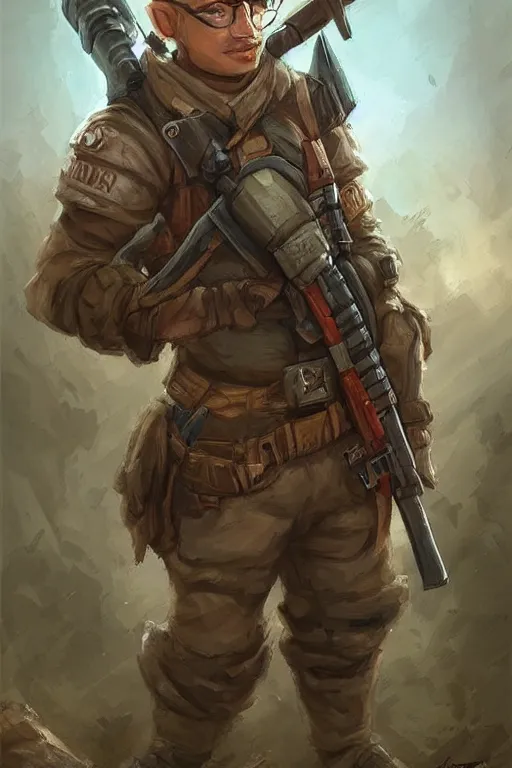 Prompt: cute little anthropomorphic Guinea Pig Army Ranger, wielding an M4, tiny, small, short, Desert camouflage, cute and adorable, pretty, beautiful, DnD character art portrait, matte fantasy painting, DeviantArt Artstation, by Jason Felix by Steve Argyle by Tyler Jacobson by Peter Mohrbacher, cinematic lighting