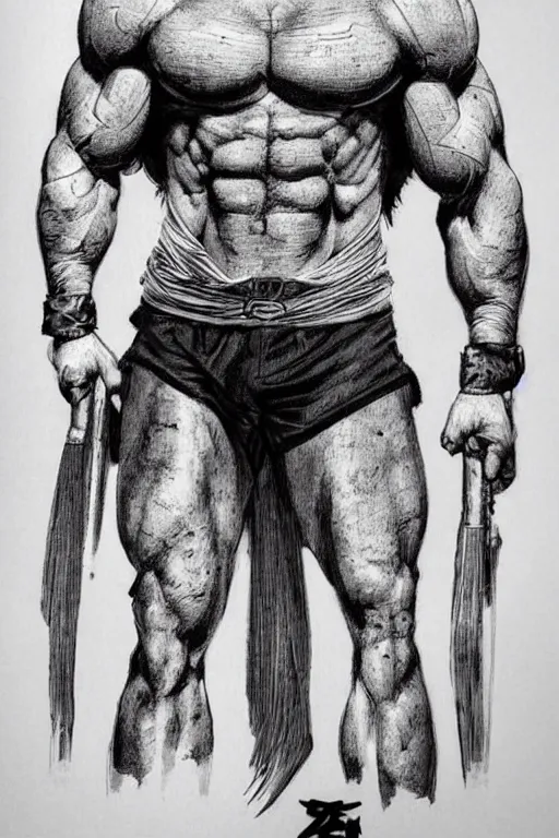 Prompt: ( ( henry cavill ) ) ( ( chris hemsworth ) ) crossbreed with shredded body type painting by akira toriyama, trending on cgsociety, anime art style, anime art