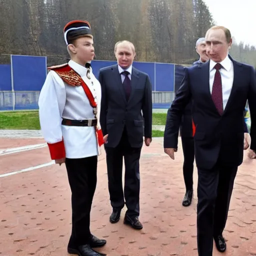 Image similar to putin teams up with a mysterious teenage putin