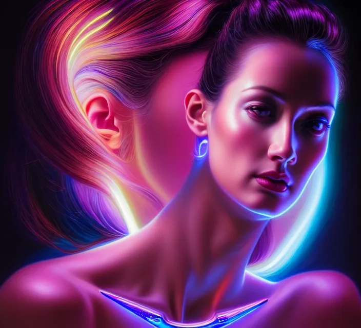 Image similar to beauty woman in holograms of alien artifacts, electrical case display, total recall tech, , ultrarealistic, dramatic lighting, electrical details, high details, 4k, 8k, best, accurate, trending on artstation, artstation, photorealism, ultrarealistic, digital painting, style of Tristan Eaton Stanley Artgerm and Hajime Sorayama, Caravaggio, Boris Vallejo