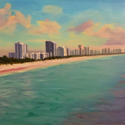 Prompt: oil painting of miami beach,