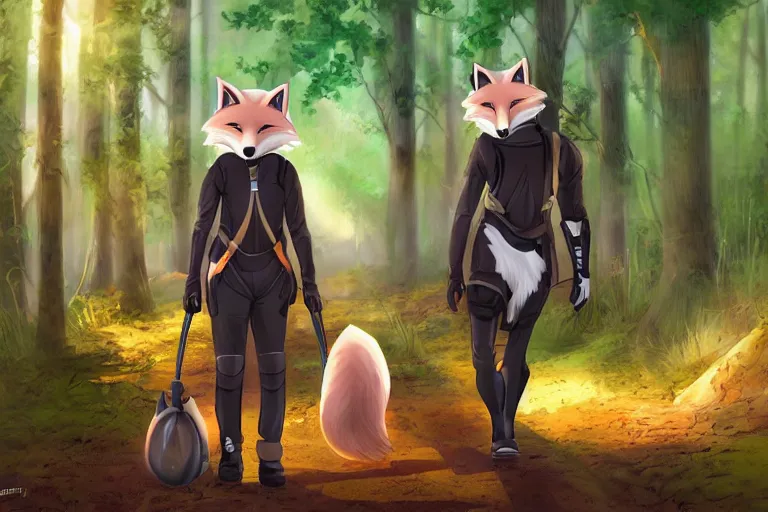 Image similar to an oversized fox, saddled and harnessed, walking through a forest, glowing with silver light, today's featured anime still, 1 6 k, character design, furry art, furaffinity