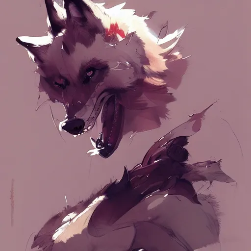 Prompt: concept art of anthropomorphized wolf, highly detailed painting by dustin nguyen, akihiko yoshida, greg tocchini, 4 k, trending on artstation, 8 k