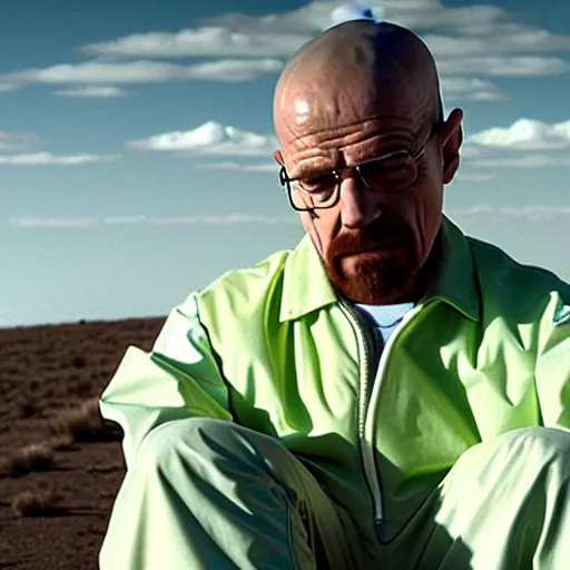 Prompt: still of a breaking bad episode where walter white is trapped in outer space, cinematic