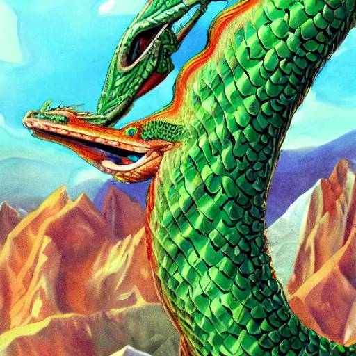 Image similar to hyper realistic depiction of quetzalcoatl,