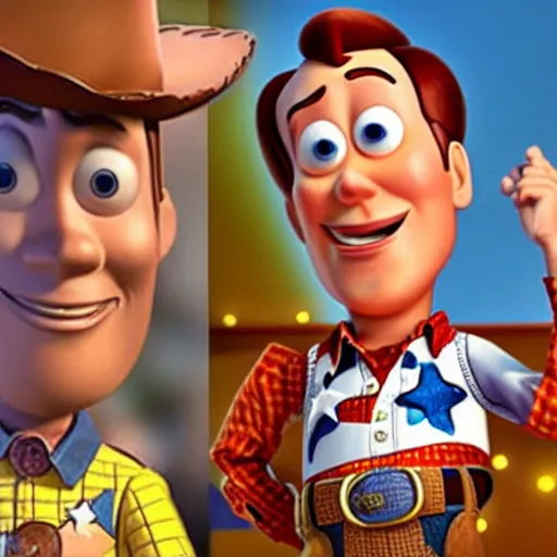 Prompt: nicolas cage is woody in toy story in pixar style