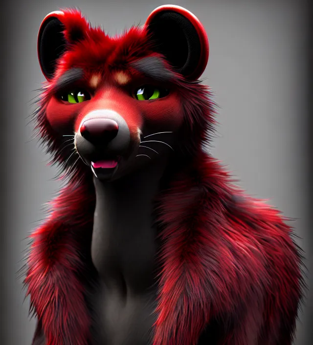 Image similar to furry - male - red - black - weasel - geistcaller - fursona uhd ue 5 visual novel pc game expressions, photorealistic