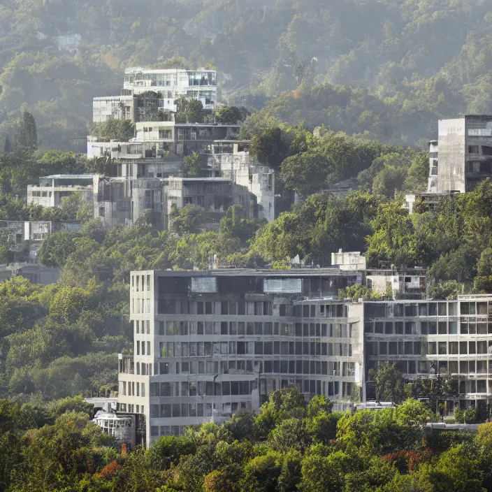 Prompt: a building in a landscape, trending on getty images