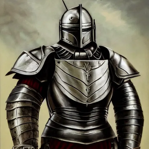 Prompt: a full armored knight posing for a commercial photoshoot, painted by beskinski