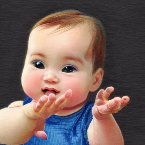 Prompt: a baby with a sharp pinky finger, photorealistic