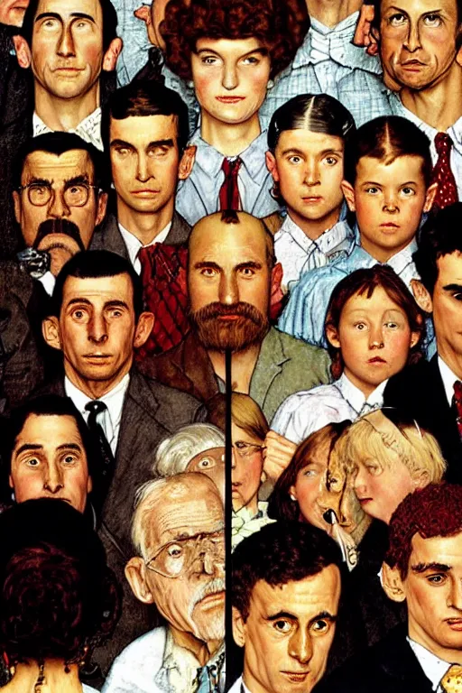 Image similar to the royal tenenbaums painted by Norman Rockwell