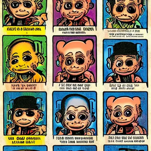 Image similar to a Garbage Pail Kids card Scary Larry Art Spiegelman art