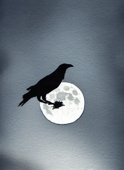 Prompt: portrait, silhouette of a crow blends into the moon, watercolor, dramatic lighting, cinematic, establishing shot, extremely high detail, foto realistic, cinematic lighting, digital art, vector, by Yoshitaka Amano, Ruan Jia, Kentaro Miura, Artgerm, post processed, concept art, artstation, matte painting, style by eddie mendoza, raphael lacoste, alex ross