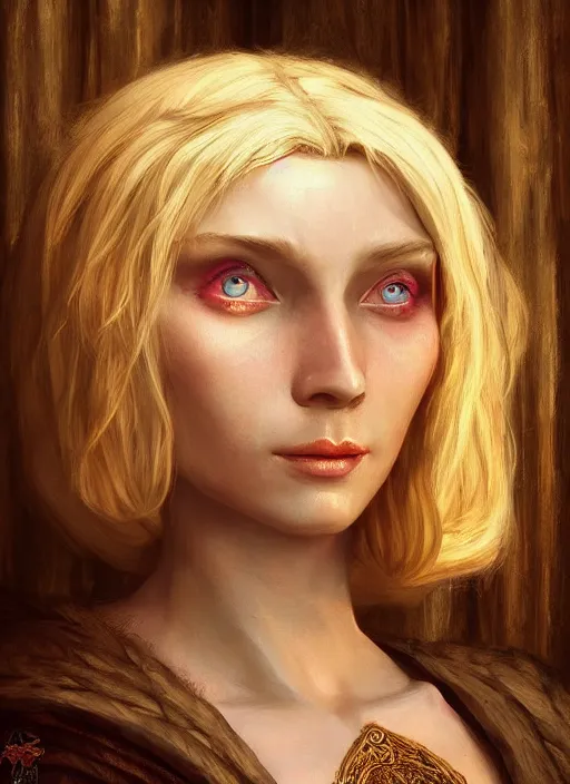 Image similar to blonde peasant woman, fantasy, medieval, vivid colors, fantasy, elegant, concept art, sharp focus, beautiful face!!, digital art, hyper - realistic, 4 k, unreal engine, highly detailed, hd, dramatic lighting by brom, trending on artstation