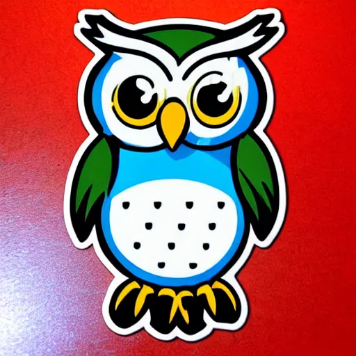 Prompt: !!! sticker!!! close - up anthropomorphic owl wearing a hoodie,