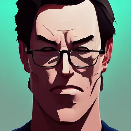 Image similar to face icon stylized minimalist michael crichton, loftis, cory behance hd by jesper ejsing, by rhads, makoto shinkai and lois van baarle, ilya kuvshinov, rossdraws global illumination